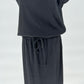 MUSCLE KNIT MIDI DRESS WITH DRAWSTRING - BLACK