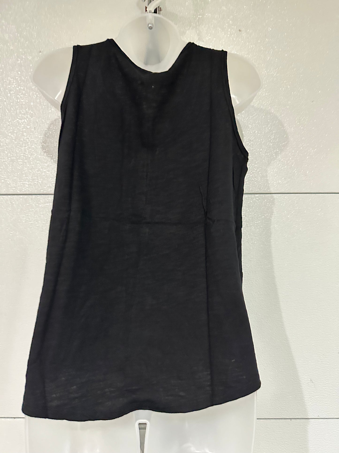 SLEEVELESS KNIT TOP WITH BUTTON DETAIL - BLACK