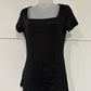 SQUARE NECK SHORT SLEEVE BASIC TOP - BLACK