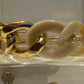 CHUNKY ACRYLIC  AND GOLD CHAIN LINK BRACELET - CREAM