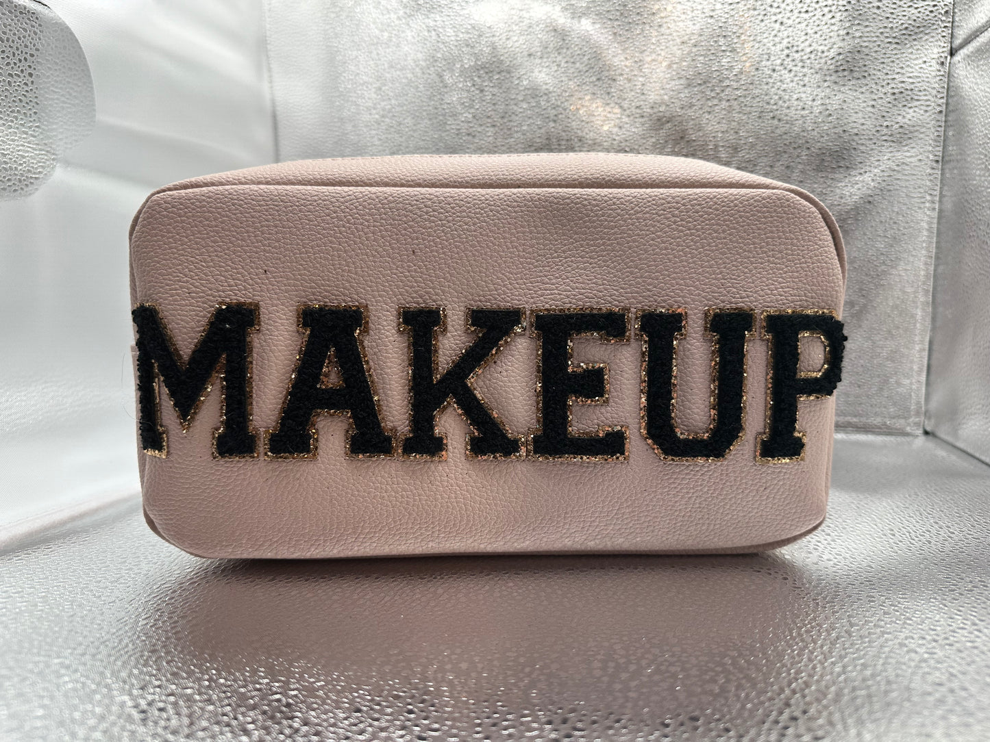 TAN "MAKEUP" ZIPPER BAG