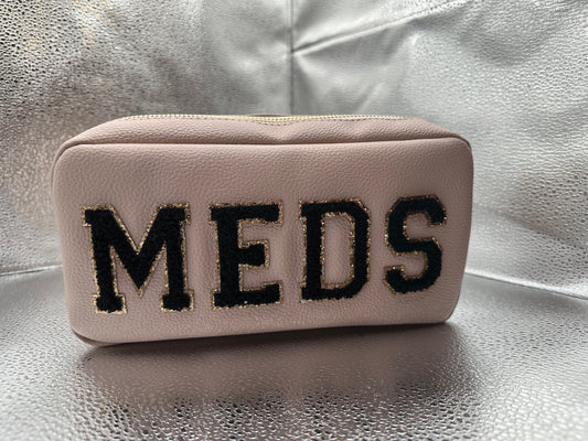 TAN "MEDS" ZIPPER BAG