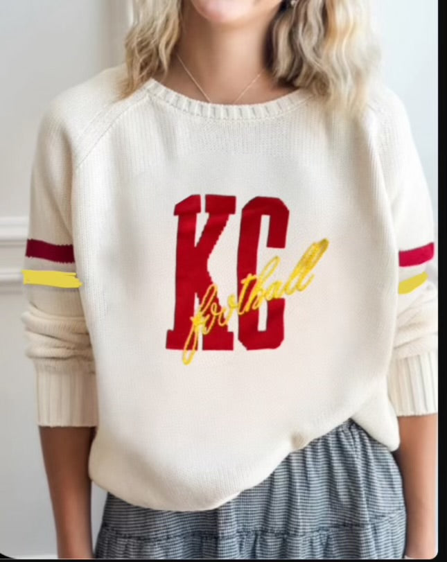 White KC Football Sweater