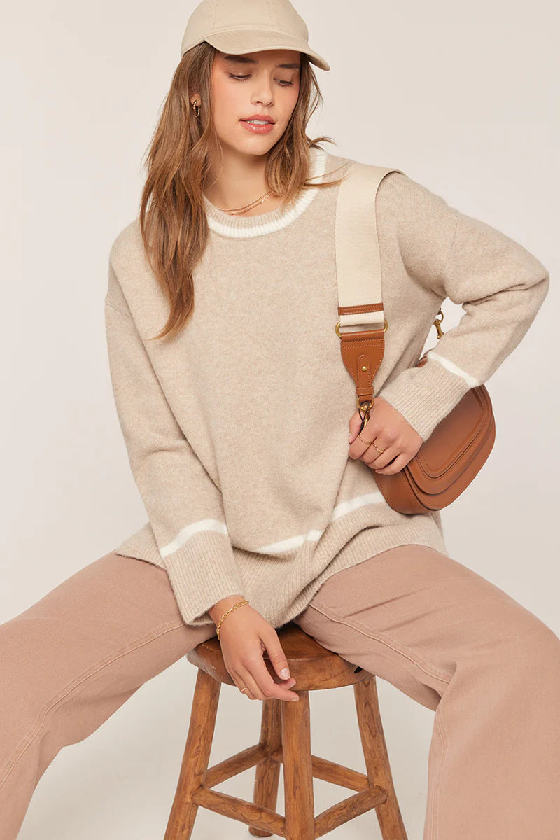 *Contrast Color Line Sweater