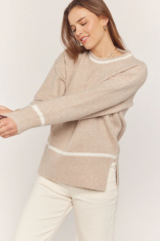 *Contrast Color Line Sweater