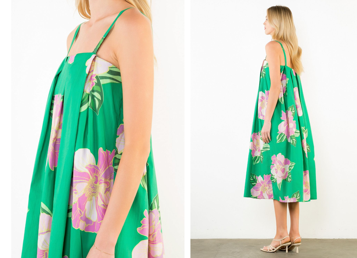 Thin Strap Floral Print Dress