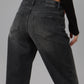 *NOVA-BA Mid Rise Wide Leg Jeans - Black