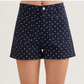 Polka Dot Shorts w Front Patch Pockets