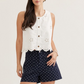 Polka Dot Shorts w Front Patch Pockets