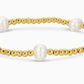 3mm Stretch Bead Bracelets with Large Pearl Accents