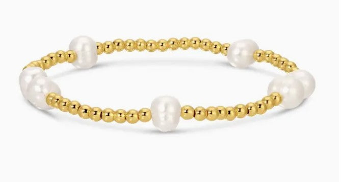 3mm Stretch Bead Bracelets with Large Pearl Accents