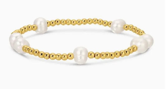 3mm Stretch Bead Bracelets with Large Pearl Accents