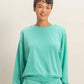Raw Edge Detail Burnout Sweatshirt - Turquoise