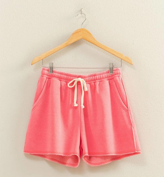 Drawstring Burnout French Terry Shorts - Taffy