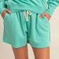 Drawstring Burnout French Terry Shorts - Turquoise