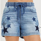 Slouchy Star Patched Detail Shorts