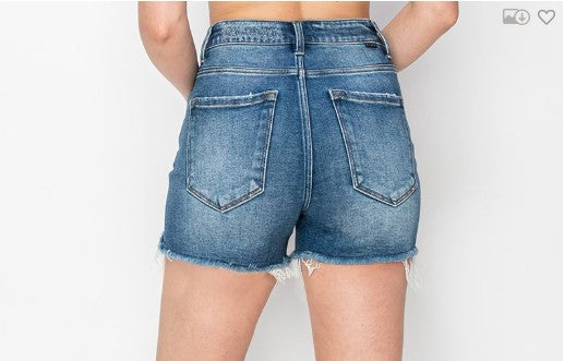 High Rise Clean Cut Hem w/ Small Distressed Shorts
