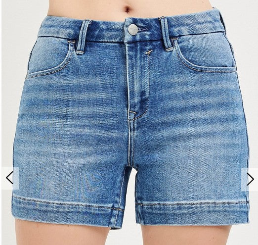 High Rise Cuffed Hem Shorts