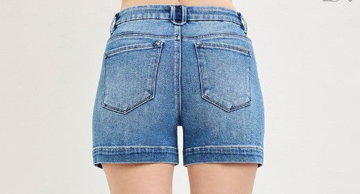 High Rise Cuffed Hem Shorts