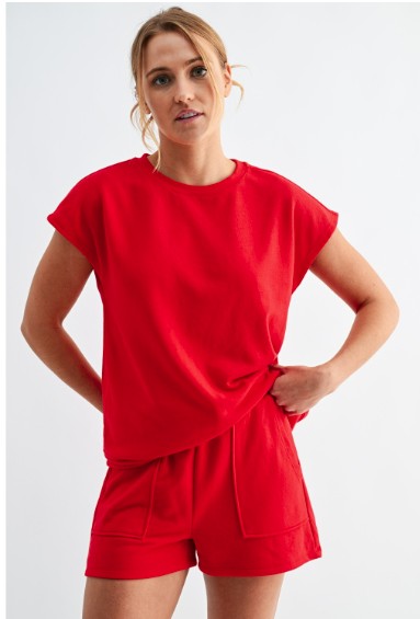 Offset French Terry Core Comfort Set - Ruby Red