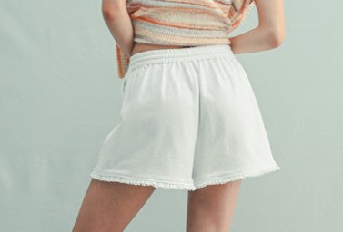 Knit Shorts with Ruffle Hem