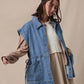 DENIM BUTTON-UP VEST WITH SIDE TIES
