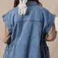 DENIM BUTTON-UP VEST WITH SIDE TIES