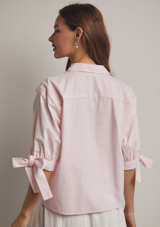COLLARED BLOUSE WITH SLEEVE TIES