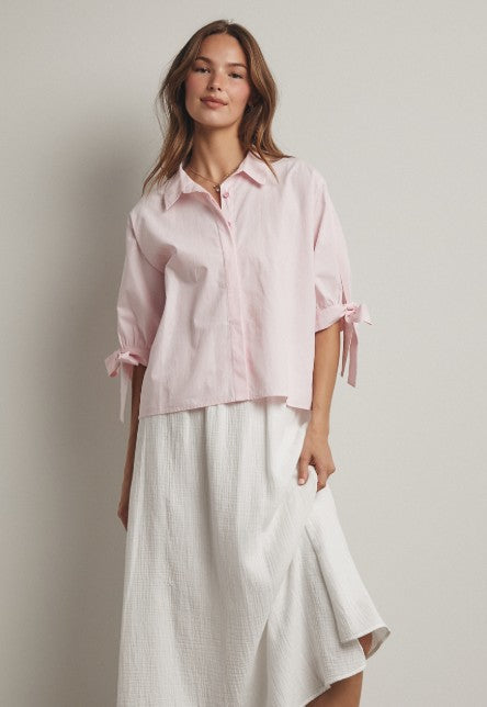 COLLARED BLOUSE WITH SLEEVE TIES