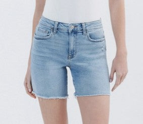 PS Done Deal - High Rise Raw Hem Midi Shorts
