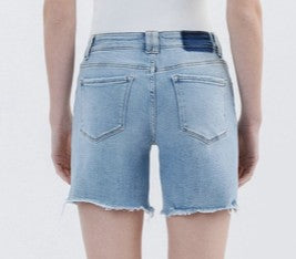 PS Done Deal - High Rise Raw Hem Midi Shorts