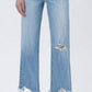 Amply - High Rise Distressed Crop Slim Wide Jeans