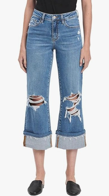 VERVET High Rise Cuffed Crop Wide
