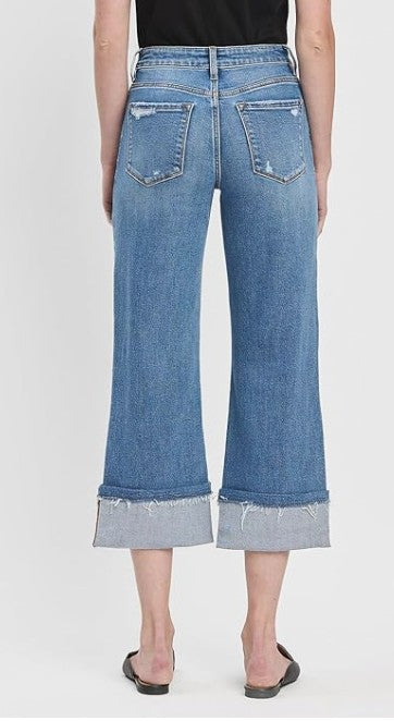 VERVET High Rise Cuffed Crop Wide