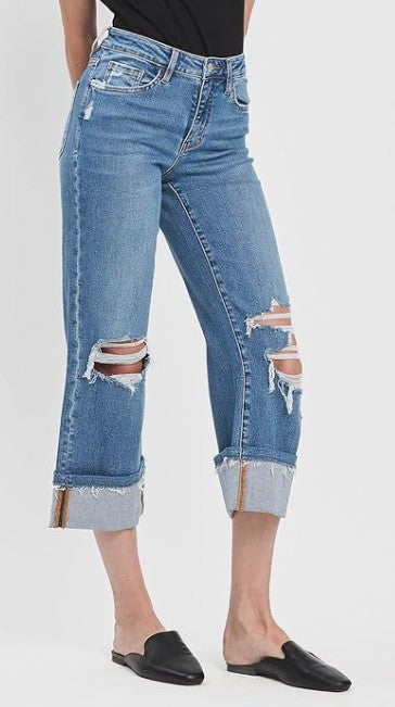 VERVET High Rise Cuffed Crop Wide
