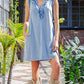 Ruffled Neck Denim MIni Dress