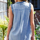 Ruffled Neck Denim MIni Dress