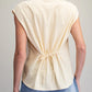 Striped Cinch Tie Back Blouse