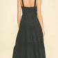 Pinch Contrast Eyelet Detailed Maxi Dress - Black