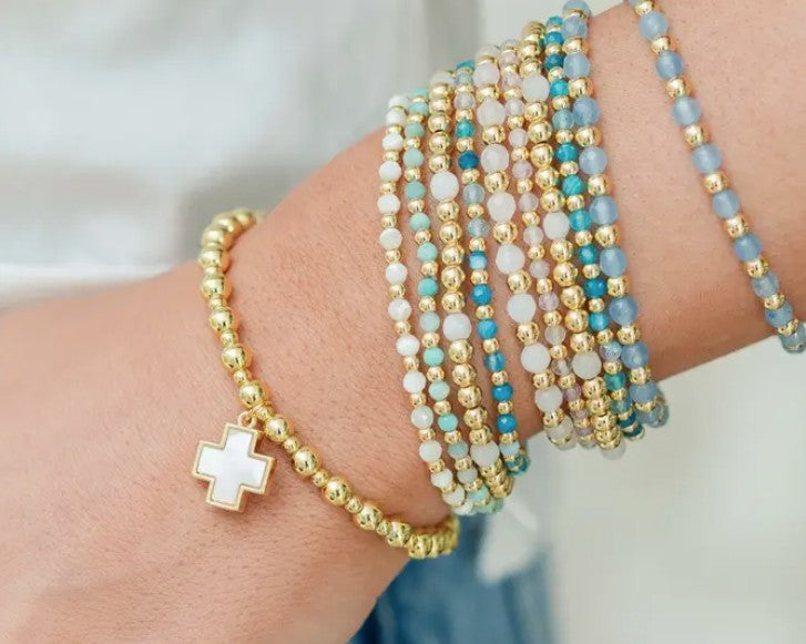 Beaded Cross Charm Bracelet