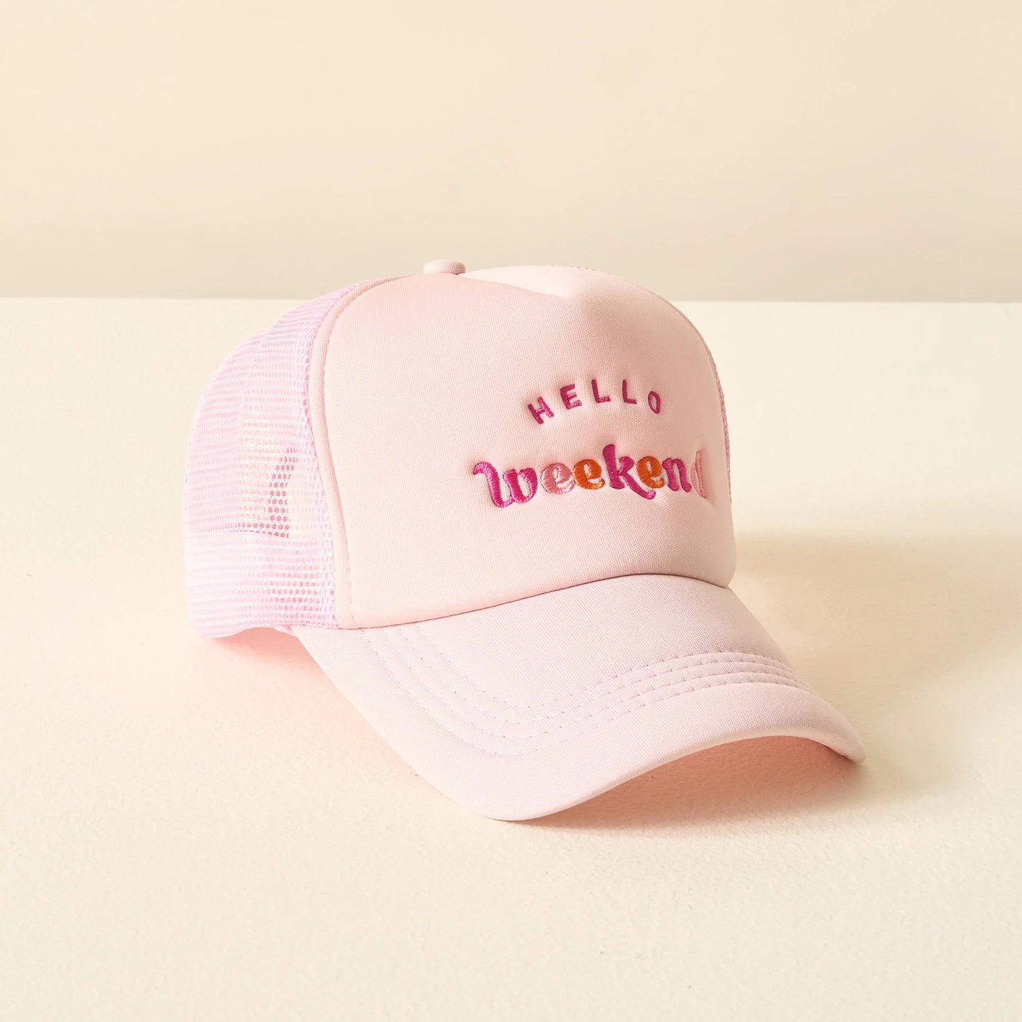 Embroidered Trucker Hat - Hello Weekend