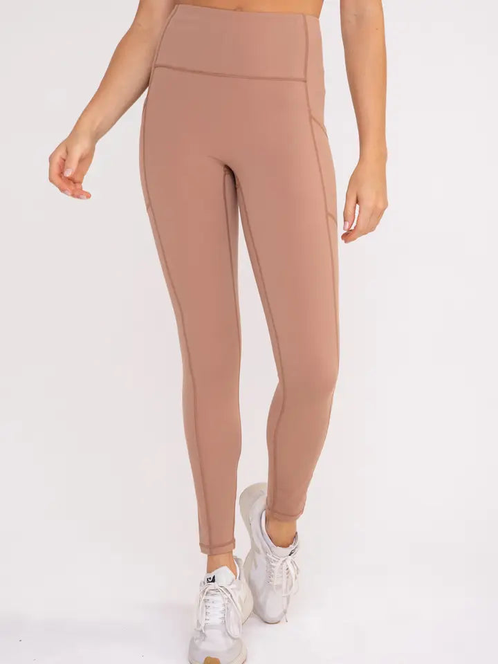 Bronze - No Front Seam Lycra-Blend Swoop Leggings - NUDE