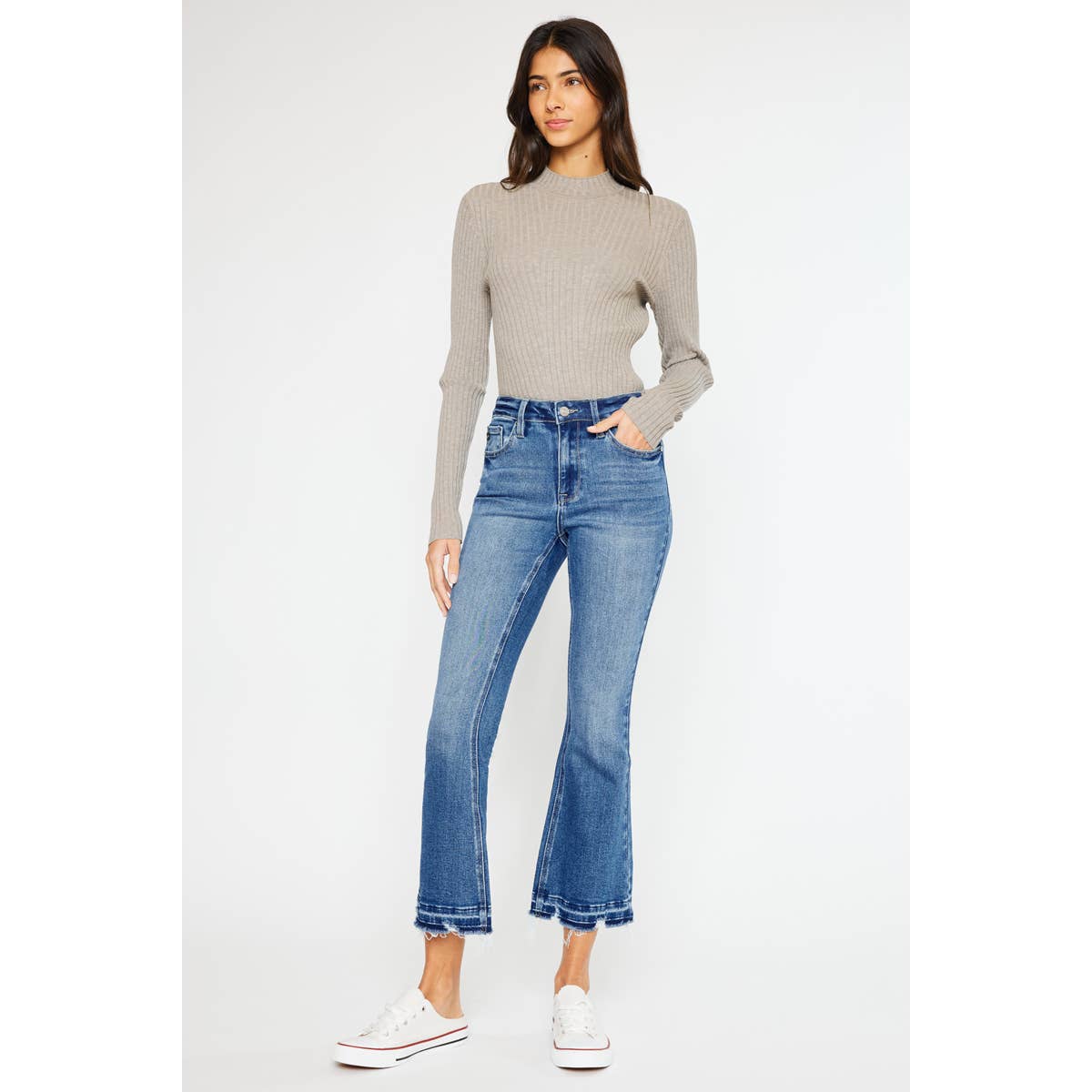 KANCAN HIGH RISE CROP BOOTCUT MEDIUM WASH