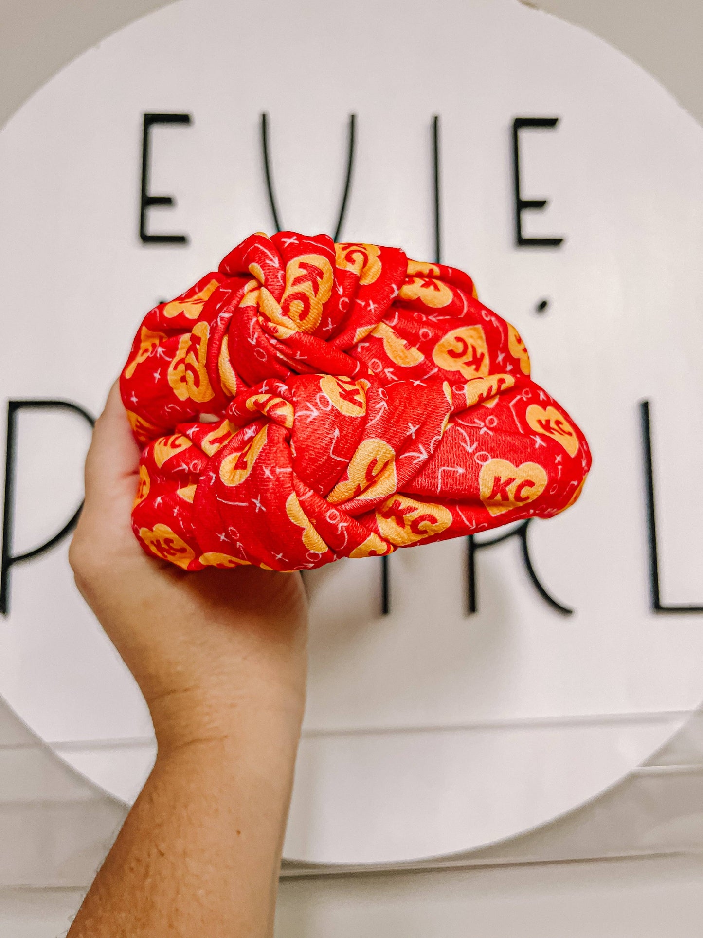 *Red KC Heart Knotted Headband