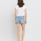 *MID RISE RAW DISTRESSED HEM SHORTS T6390