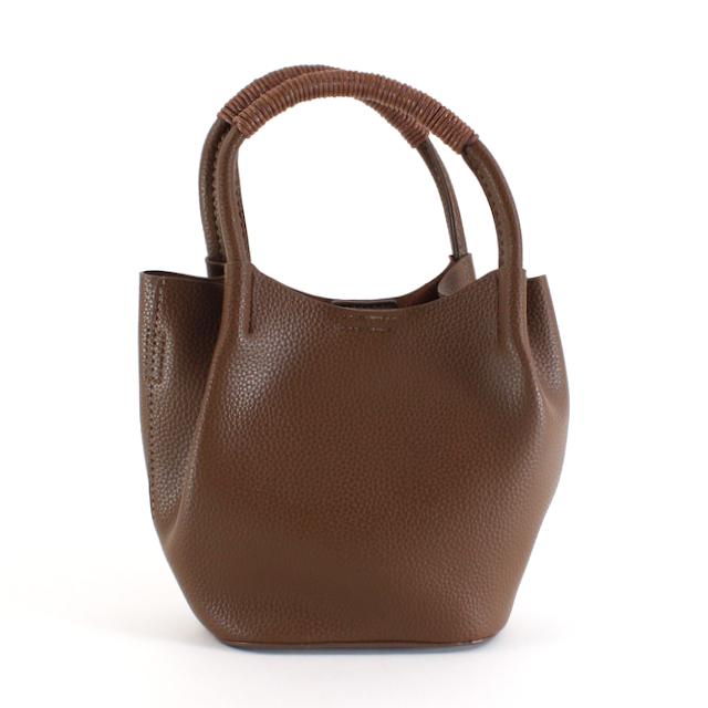 Small Tote Crossbody Bag w/Cosmetic Pouch - Brown