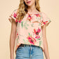 Floral Printed Off Shoulder Top - Peach