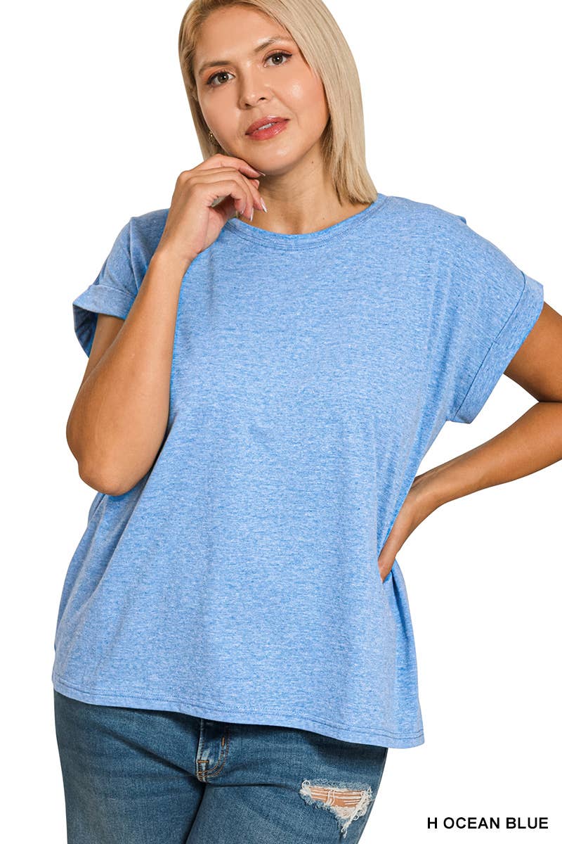 PS Cotton Folded Sleeve T Shirt