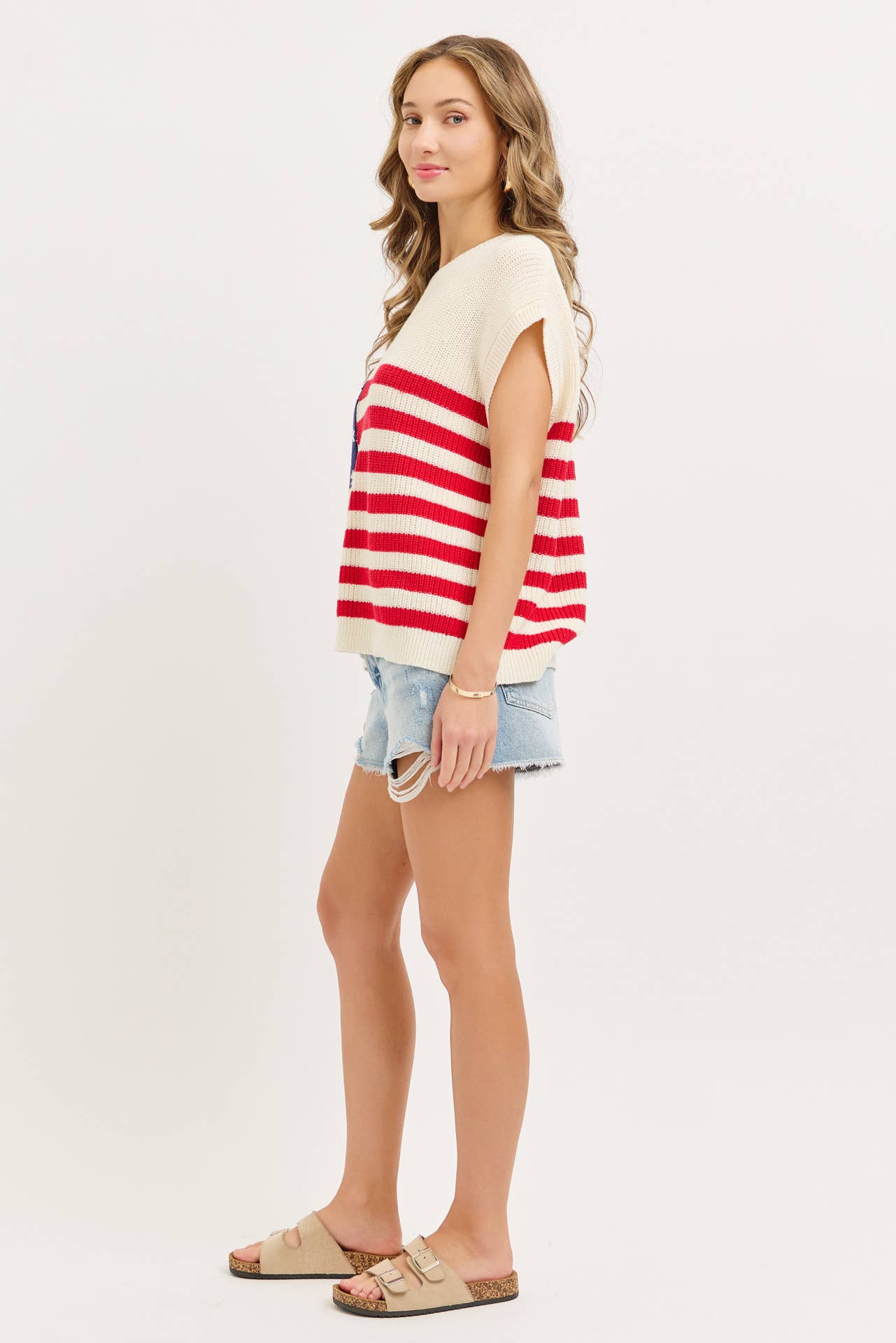 STAR AND STRIPE AMERICAN FLAG KNIT TOP
