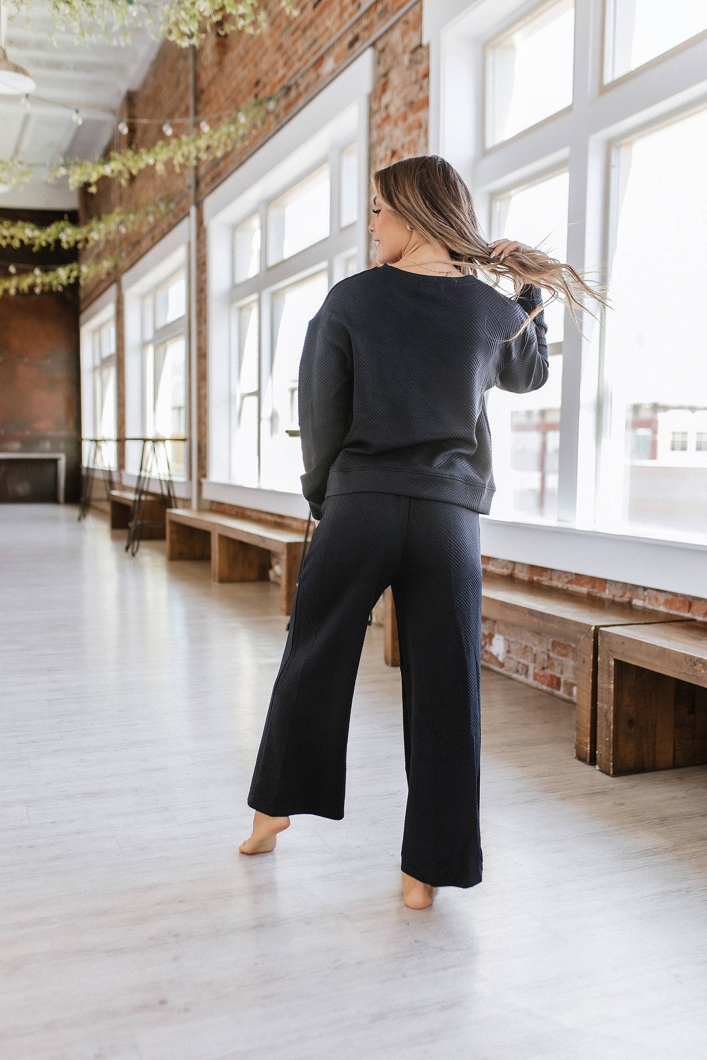*Black Alex Textured Long Sleeve Set